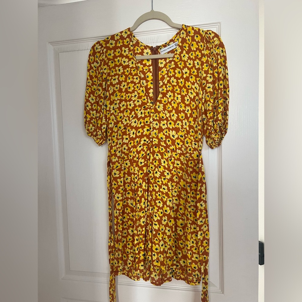 Faithfull the Brand Yellow Floral Mini Dress